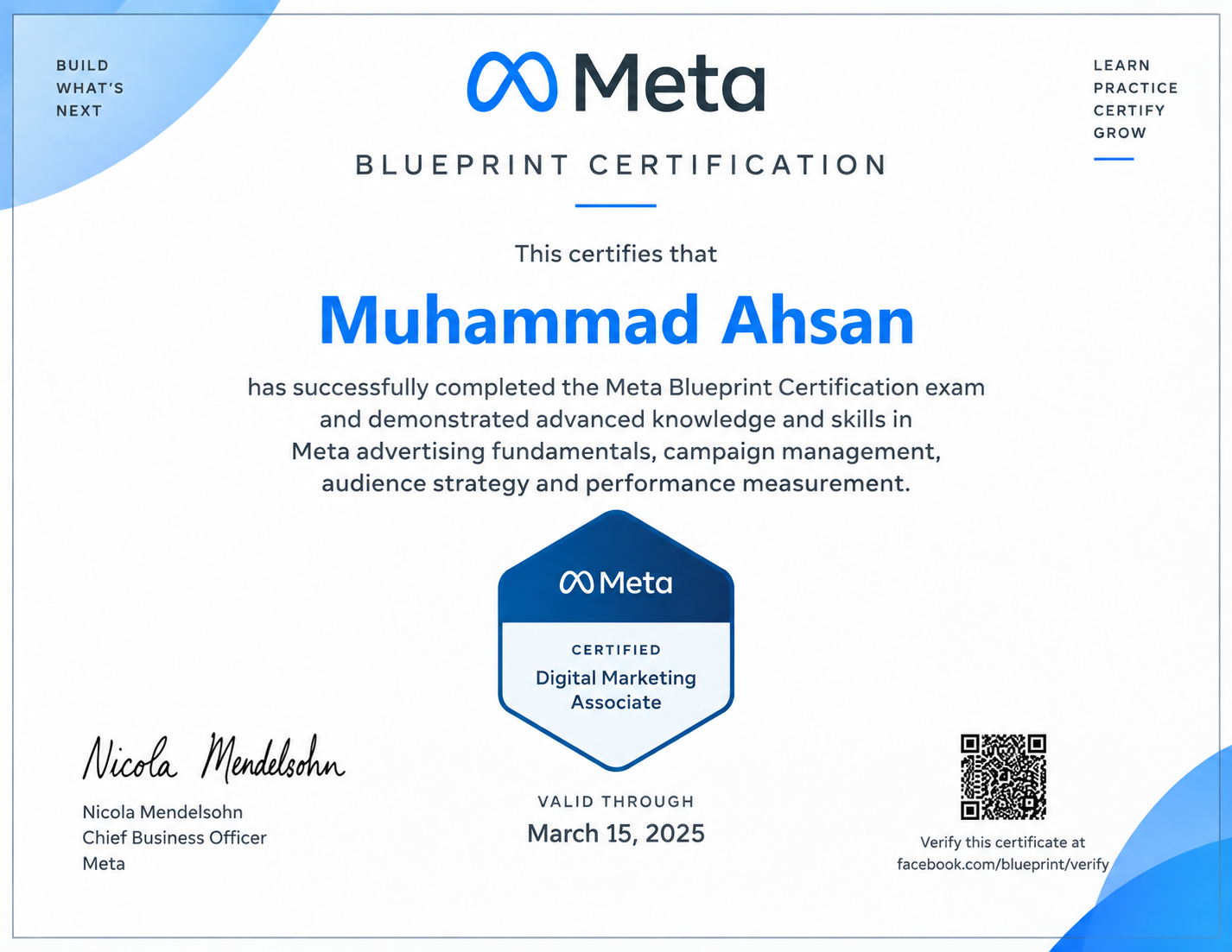 Meta Blueprint Certification